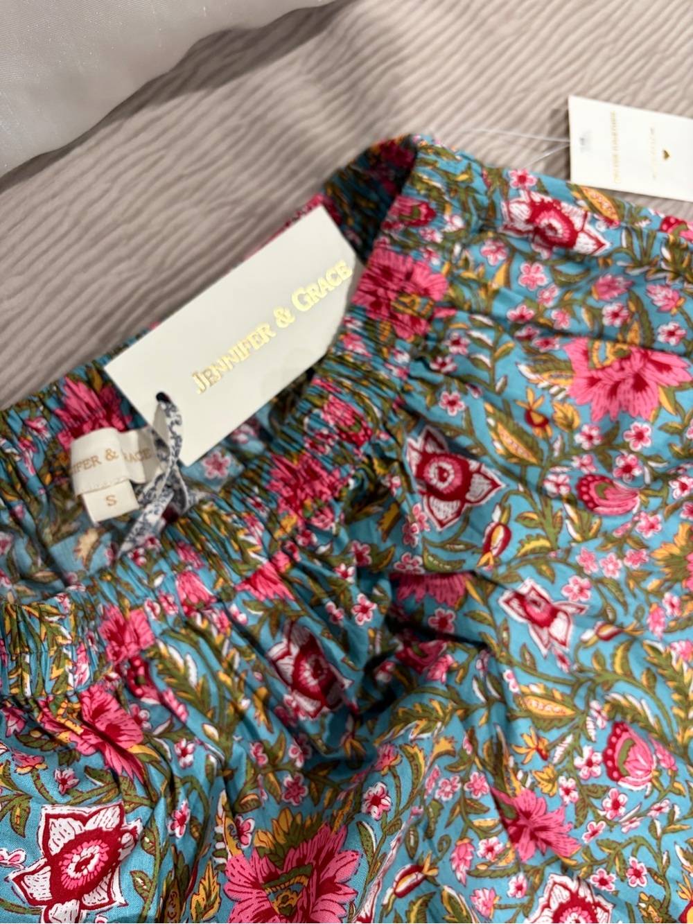 Jennifer & Grace Floral Tiered Maxi Skirt - Pink & Aqua/ size small . - Picture 3 of 9